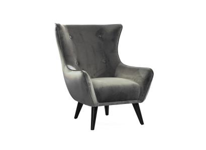 Armchair Wing Chair Fabric Living room Polyester Design Gray Modern Seat